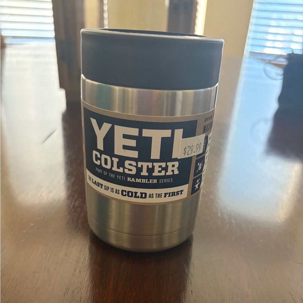 YETI Colster with Black and Silver Finish